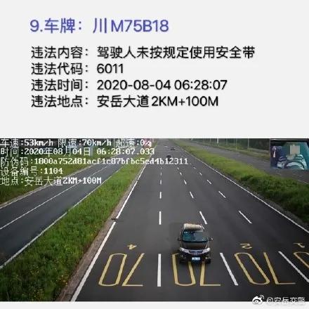 安岳“未按规定使用安全带”违法行为曝光！你的爱车“上榜”没？