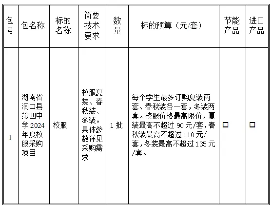 洞口县第四中学2024年度校服采购项目邀请公告