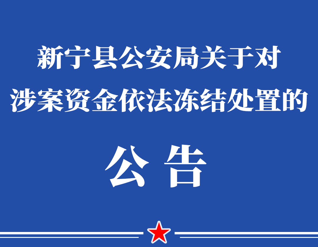 新宁县公安局关于对涉案资金依法冻结处置的公告